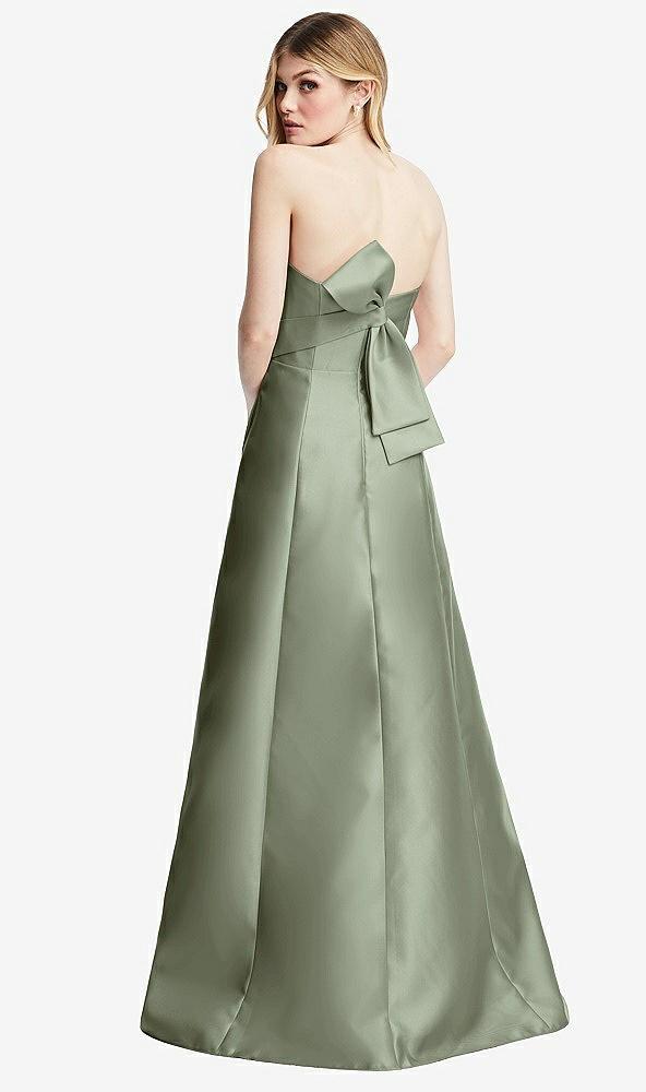 strapless a-line satin gown with modern bow detail