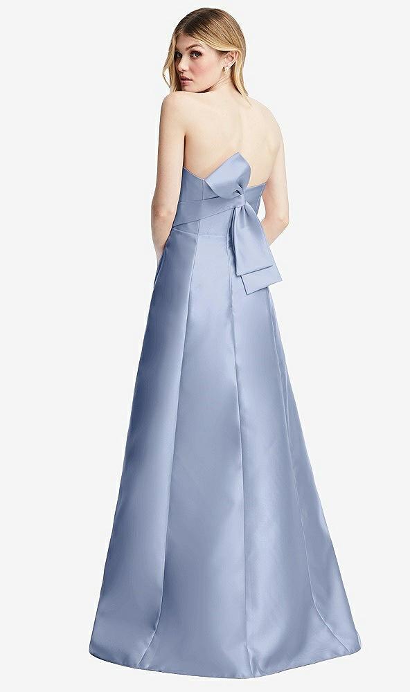strapless a-line satin gown with modern bow detail