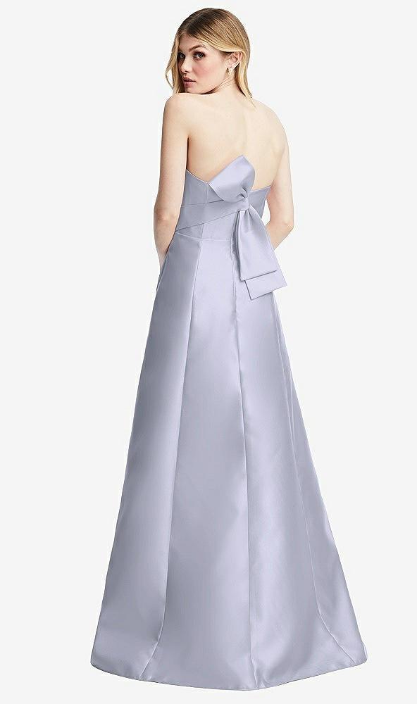 strapless a-line satin gown with modern bow detail