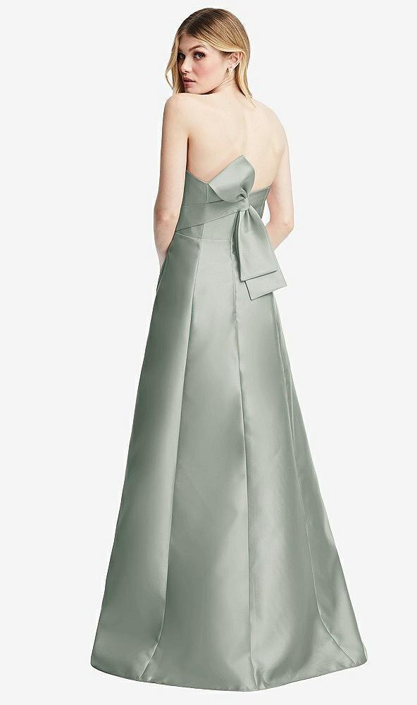 strapless a-line satin gown with modern bow detail