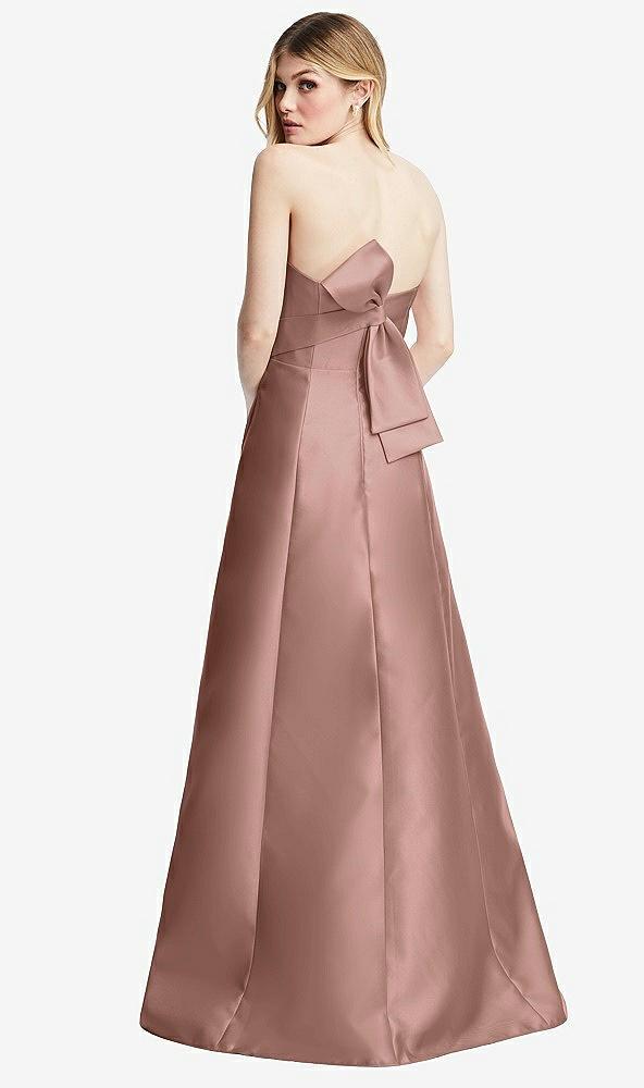 strapless a-line satin gown with modern bow detail