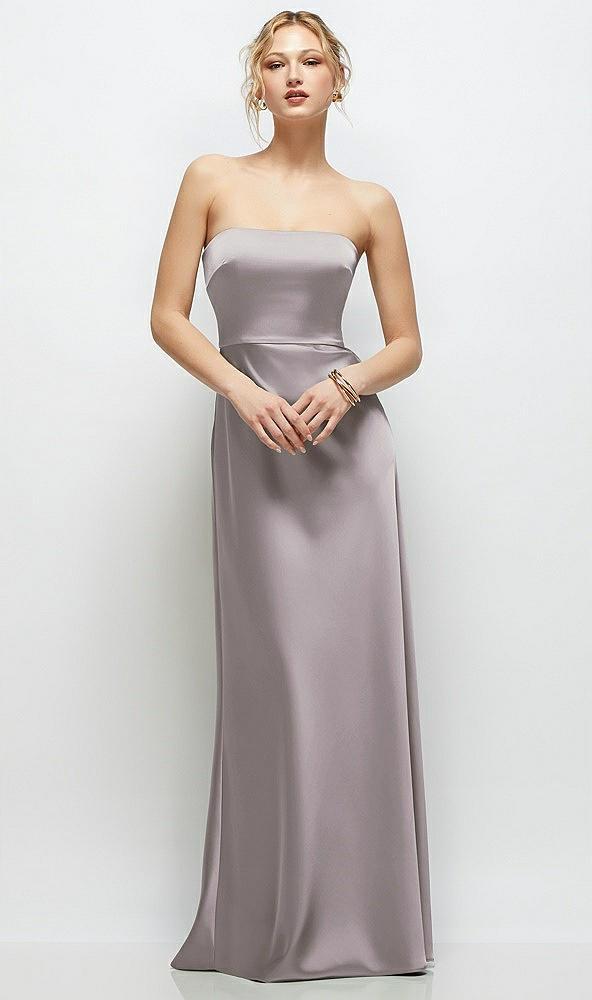 strapless a-line stretch satin maxi dress