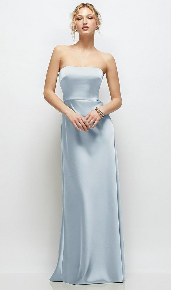 strapless a-line stretch satin maxi dress