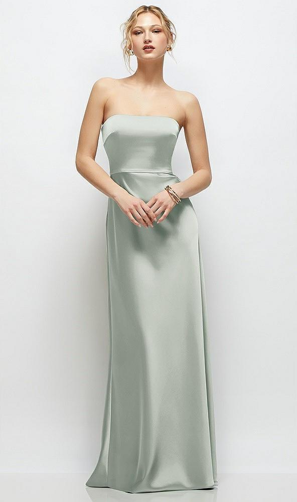 strapless a-line stretch satin maxi dress