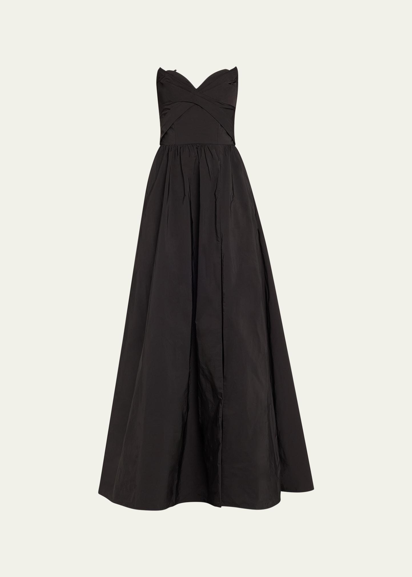 strapless a-line taffeta gown