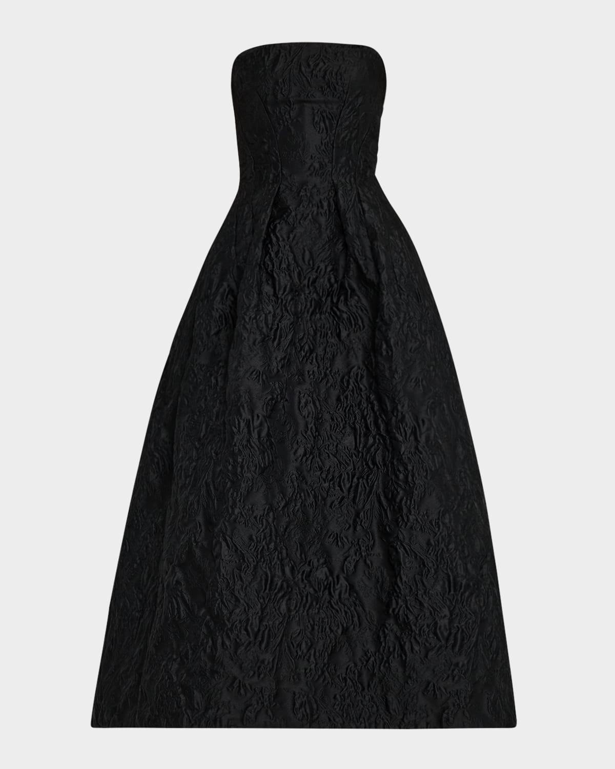 strapless a-line tea-length dress