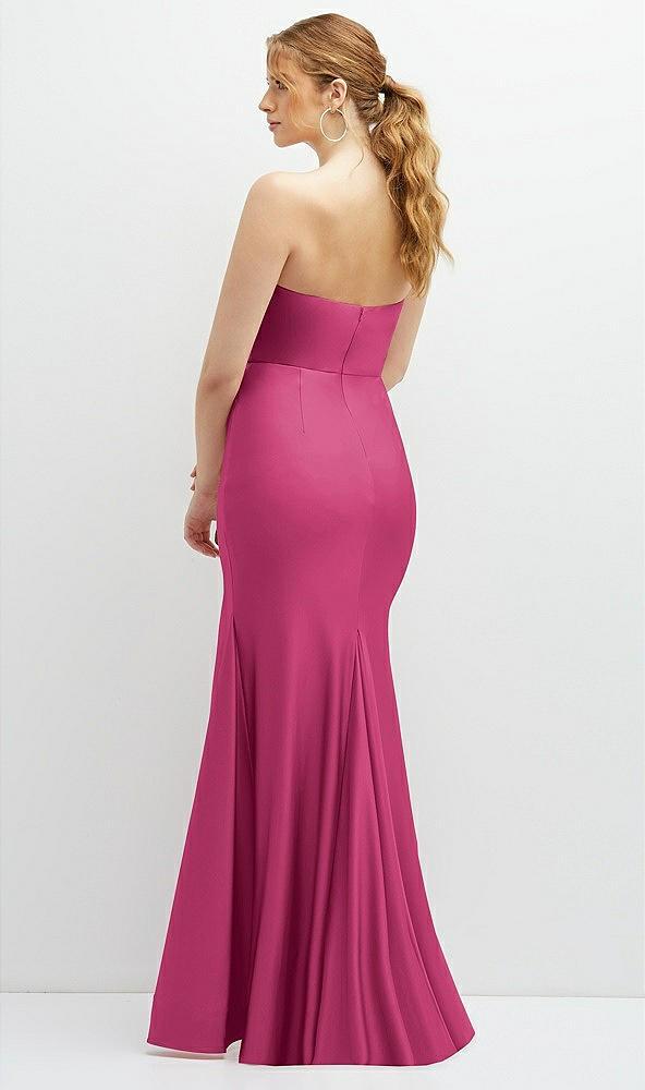 strapless basque-neck draped stretch satin mermaid dress with horsehair hem
