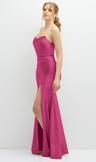 strapless basque-neck draped stretch satin mermaid dress with horsehair hem