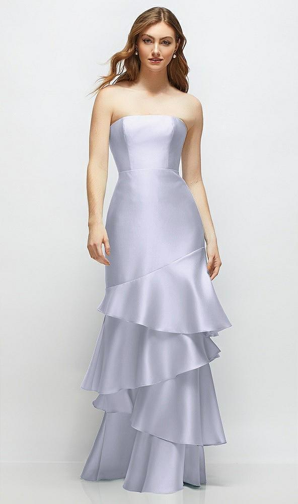 strapless bodycon maxi dress with tiered ruffle skirt