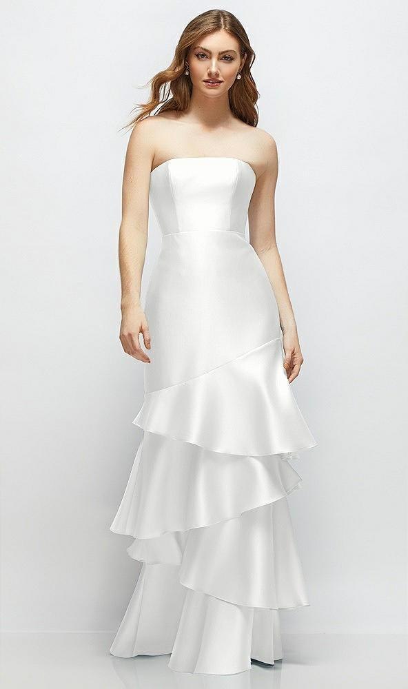 strapless bodycon maxi dress with tiered ruffle skirt