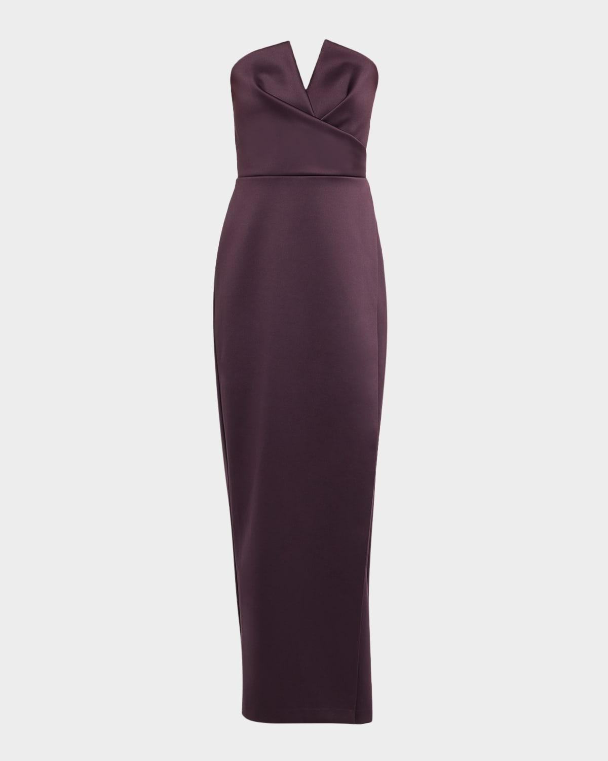 strapless bonded satin column gown