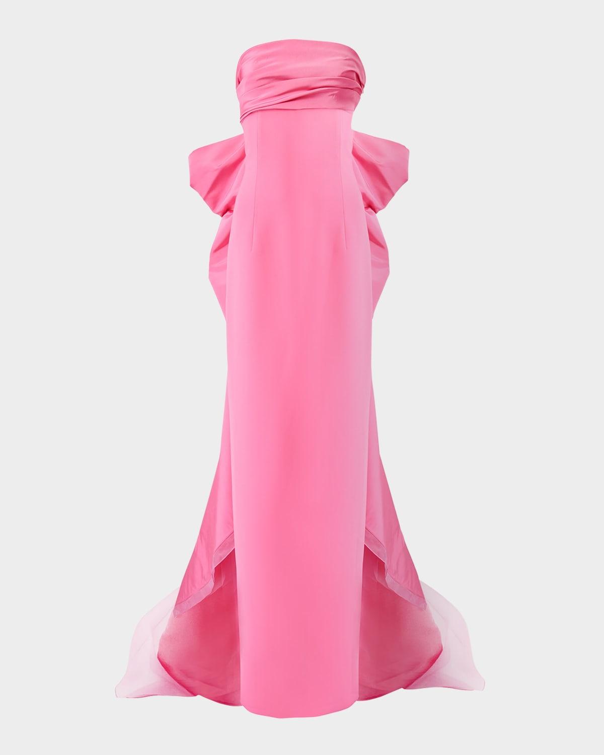 strapless bow-back column gown