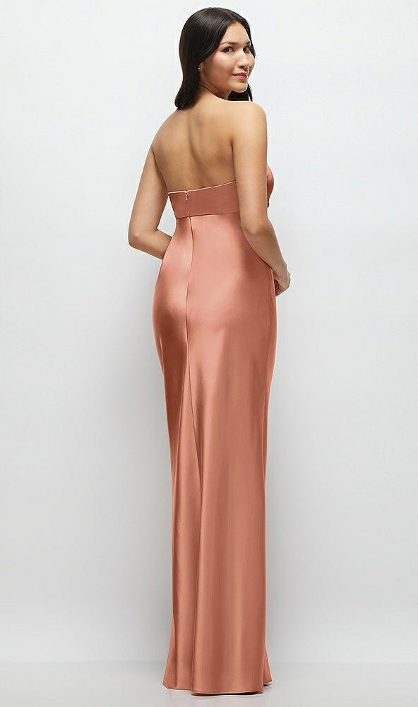 strapless bow-bandeau cutout satin maxi slip dress