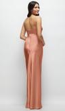 strapless bow-bandeau cutout satin maxi slip dress