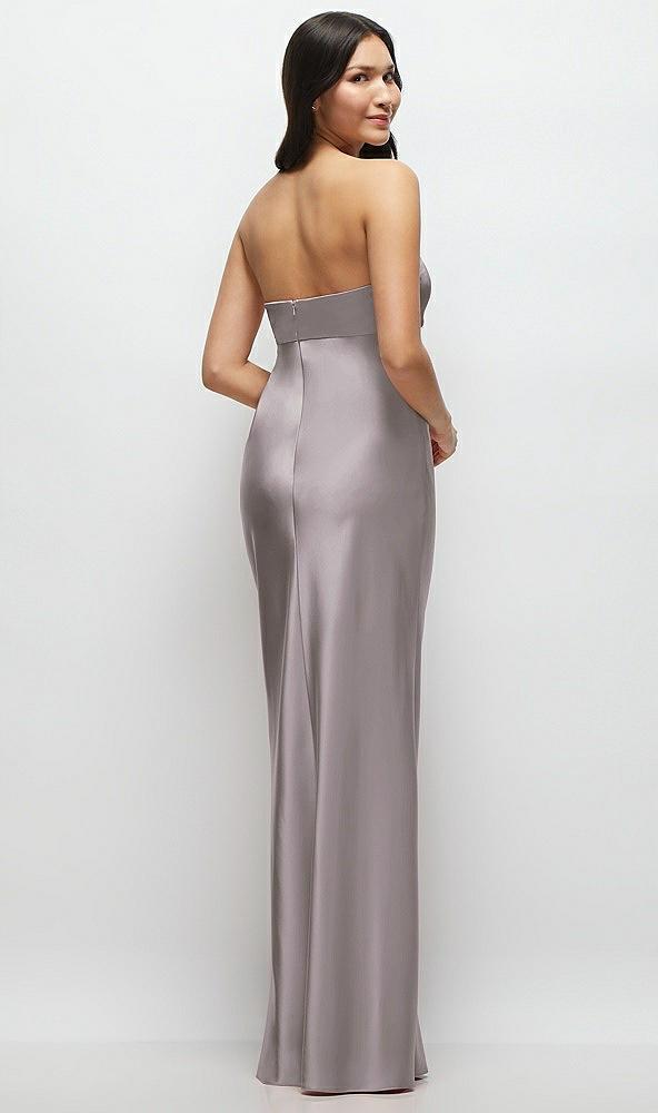 strapless bow-bandeau cutout satin maxi slip dress