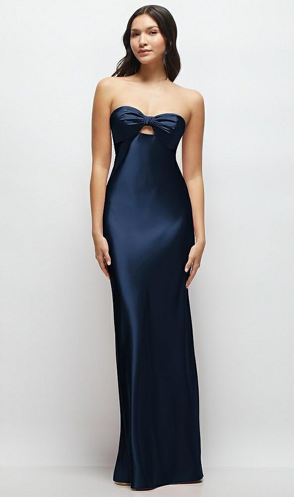 strapless bow-bandeau cutout satin maxi slip dress