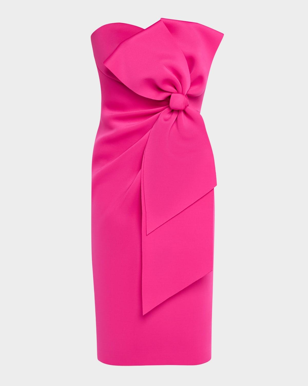strapless bow-front bodycon dress
