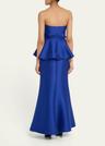 strapless bow-front peplum gown