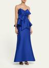 strapless bow-front peplum gown