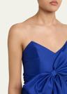 strapless bow-front peplum gown