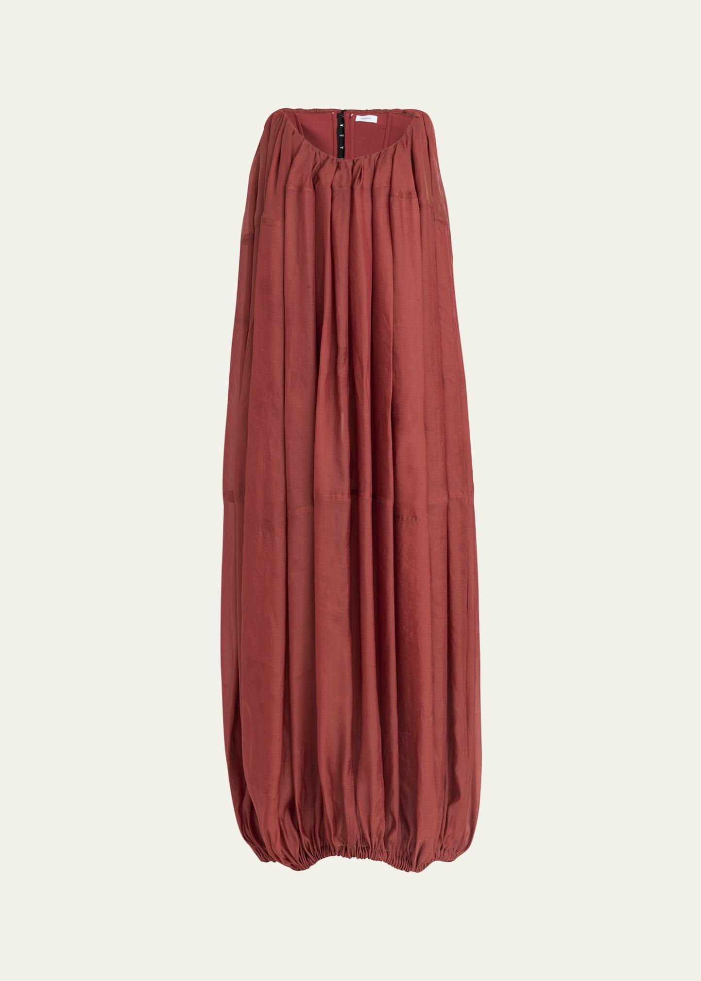 strapless bubble-hem maxi dress