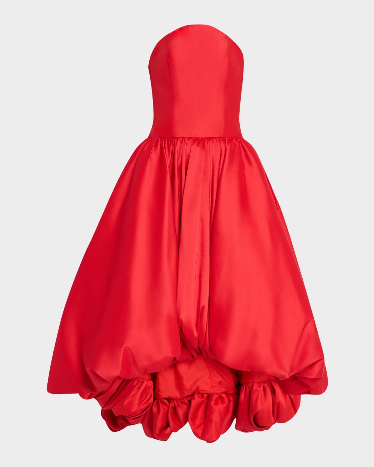strapless bubble-skirt tea-length dress