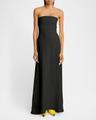strapless bustier drape gown