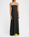 strapless bustier drape gown