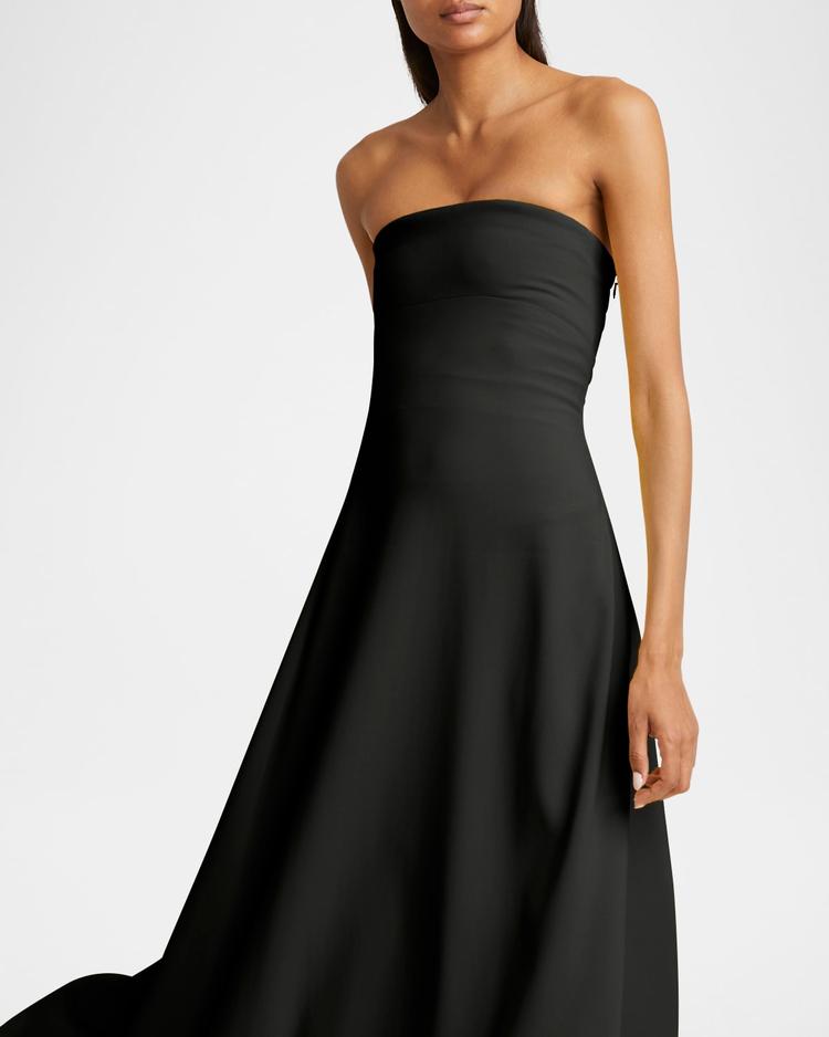 strapless bustier drape gown