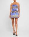 strapless bustier silk mini dress