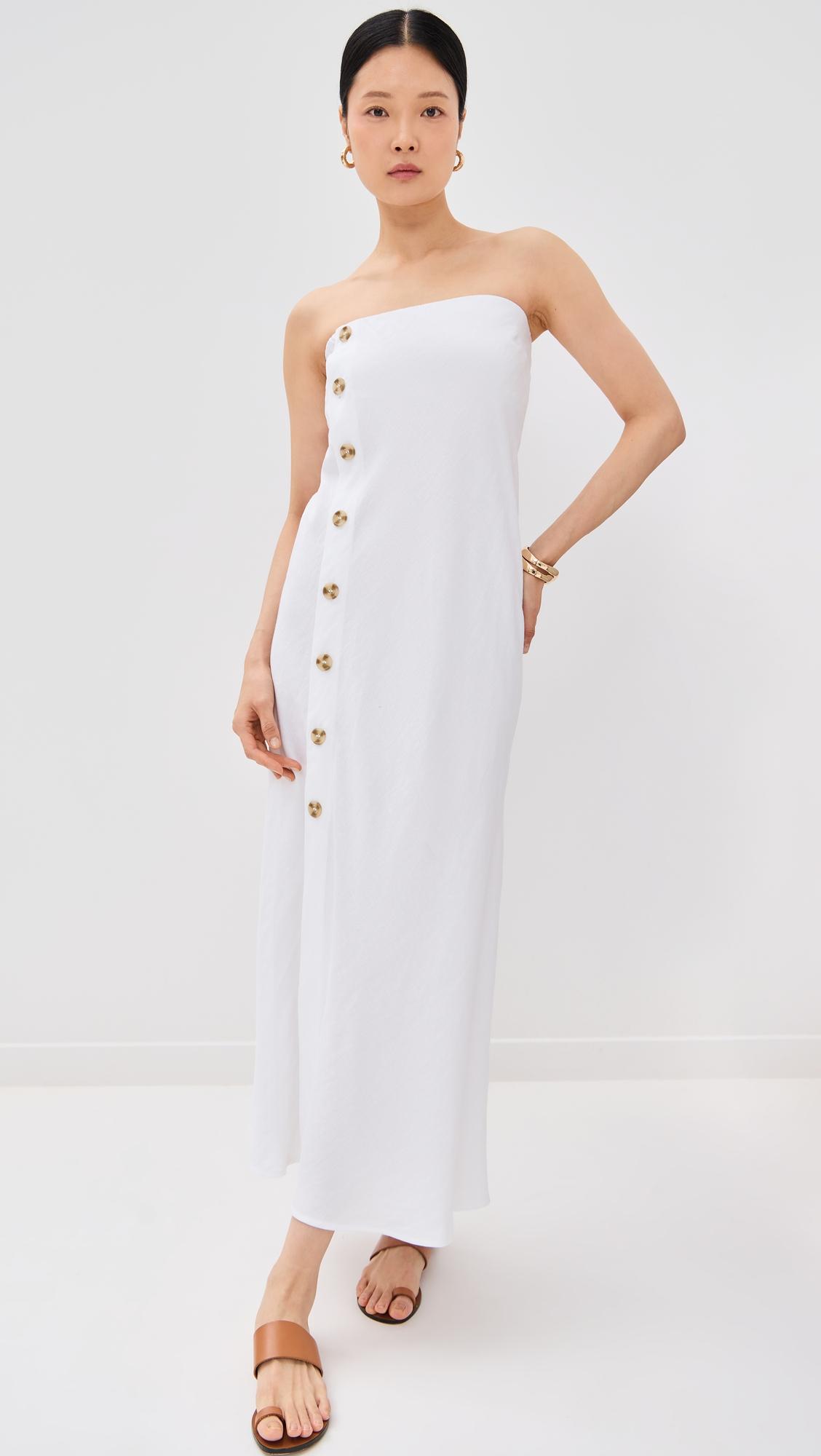 strapless button maxi dress