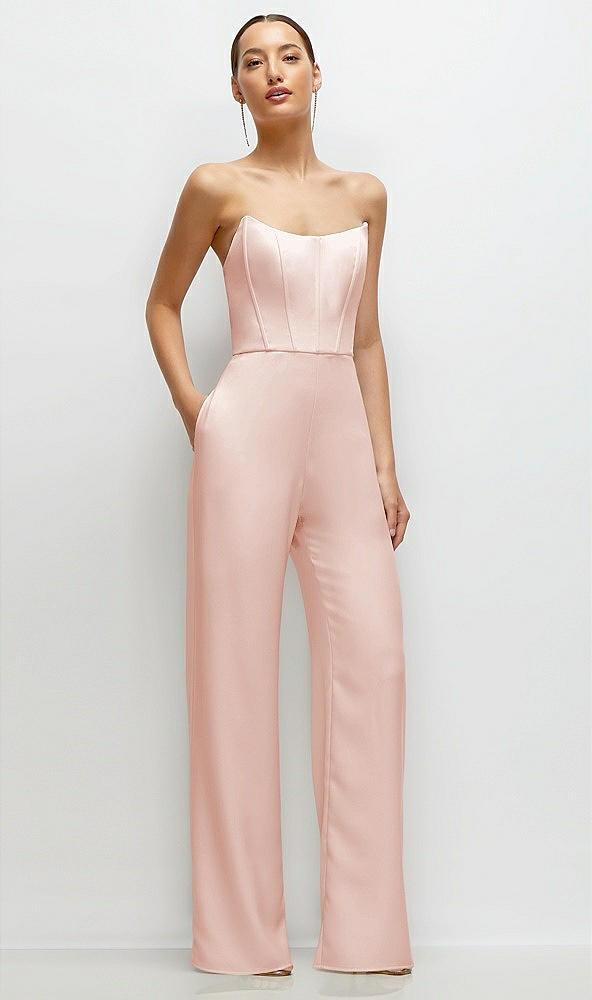 strapless cat-eye corset crepe wedding jumpsuit