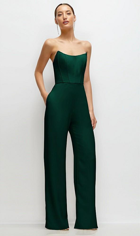 strapless cat-eye corset crepe wedding jumpsuit