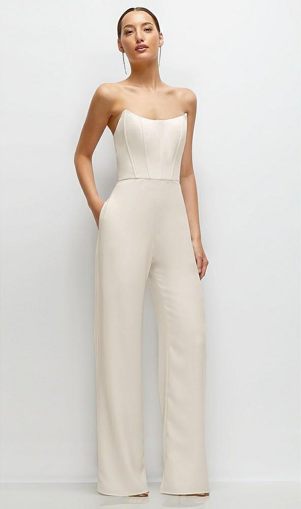 strapless cat-eye corset crepe wedding jumpsuit