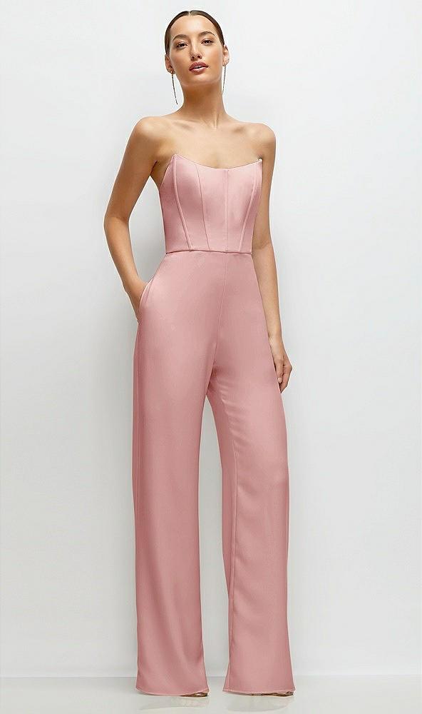 strapless cat-eye corset crepe wedding jumpsuit