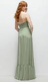 strapless cat-eye corset maxi dress with ruffle hem a-line skirt