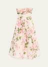 strapless cherry blossom draped organza dress