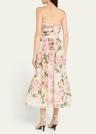 strapless cherry blossom draped organza dress