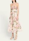 strapless cherry blossom draped organza dress
