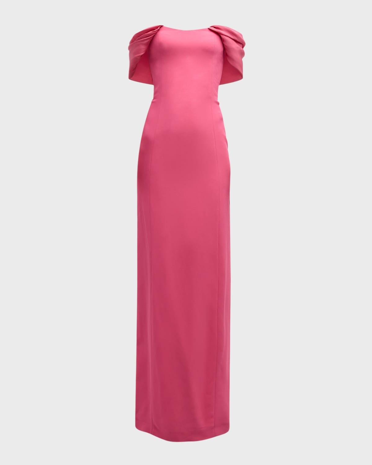 strapless column gown with draped detail