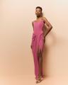 strapless corset asymmetric crepe gown