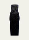strapless crystal velvet midi dress