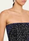 strapless crystal velvet midi dress