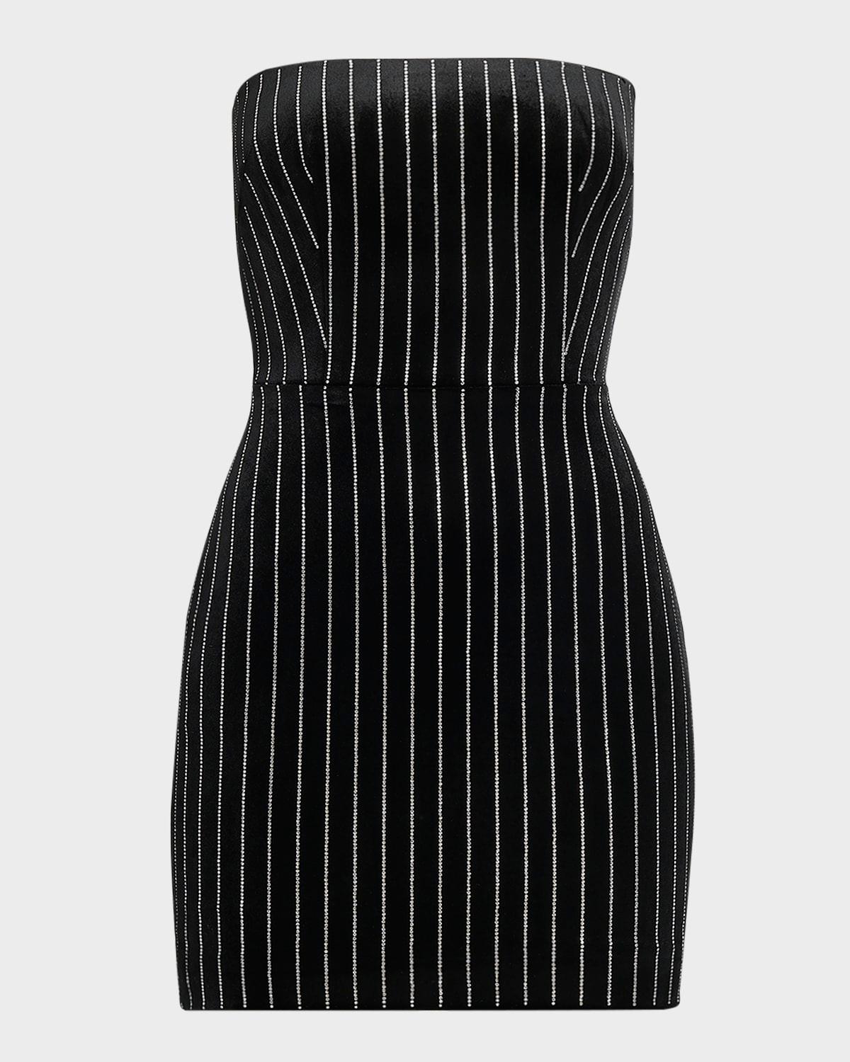 strapless crystal velvet mini dress