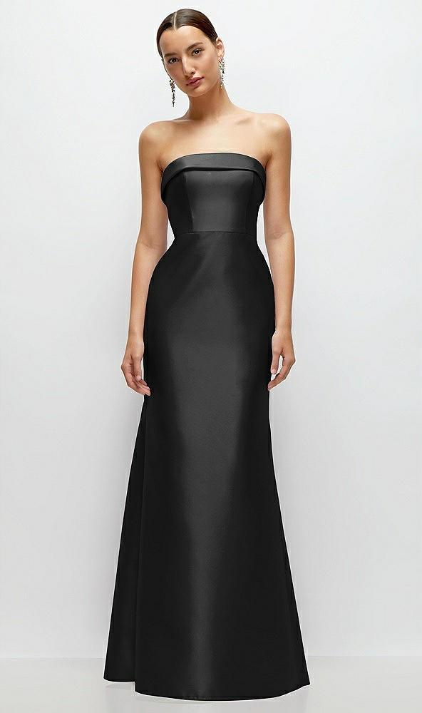 strapless cuff neckline satin trumpet gown
