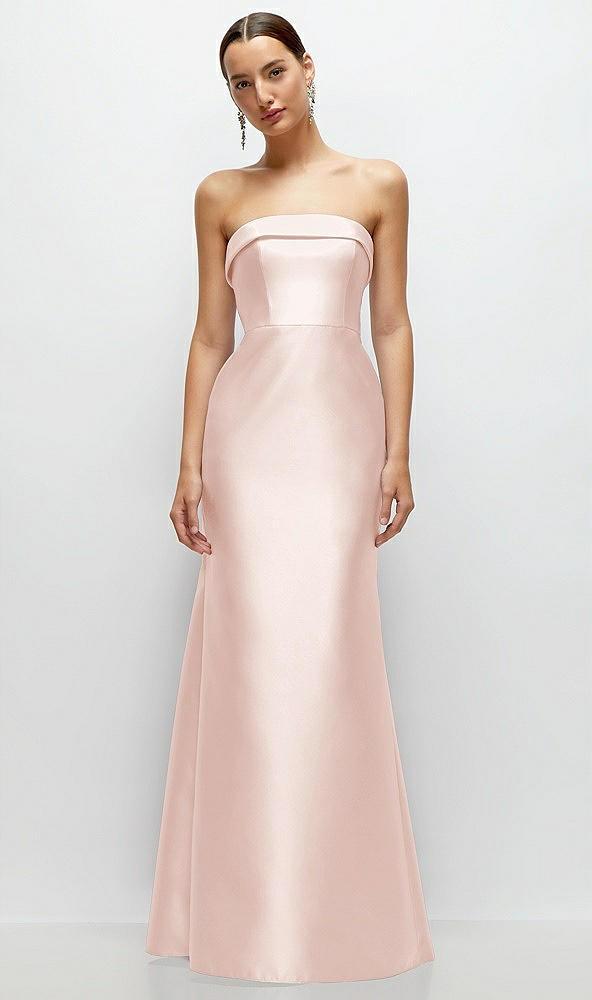 strapless cuff neckline satin trumpet gown