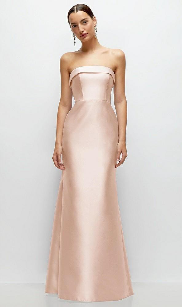 strapless cuff neckline satin trumpet gown