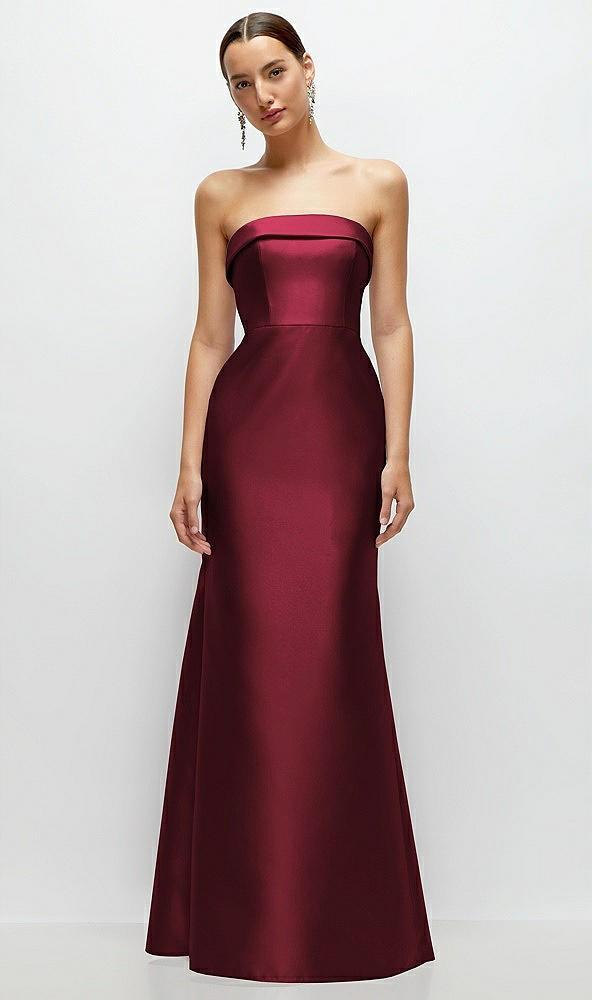strapless cuff neckline satin trumpet gown