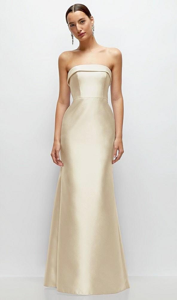 strapless cuff neckline satin trumpet gown