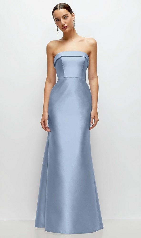 strapless cuff neckline satin trumpet gown